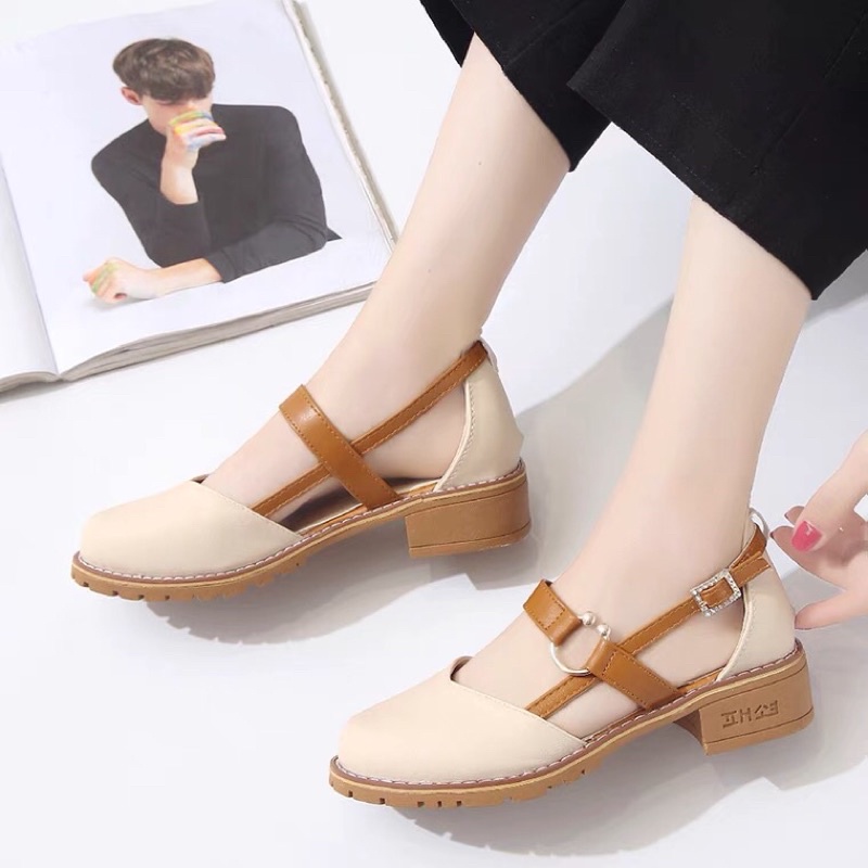 Giày sandal LOGIC mũi tròn đế vuông phong cách mới