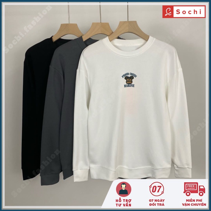 Áo thu đông Hàn Quốc, áo giữ nhiệt mềm mịn phong cách nam tính in MARINE mã SW699