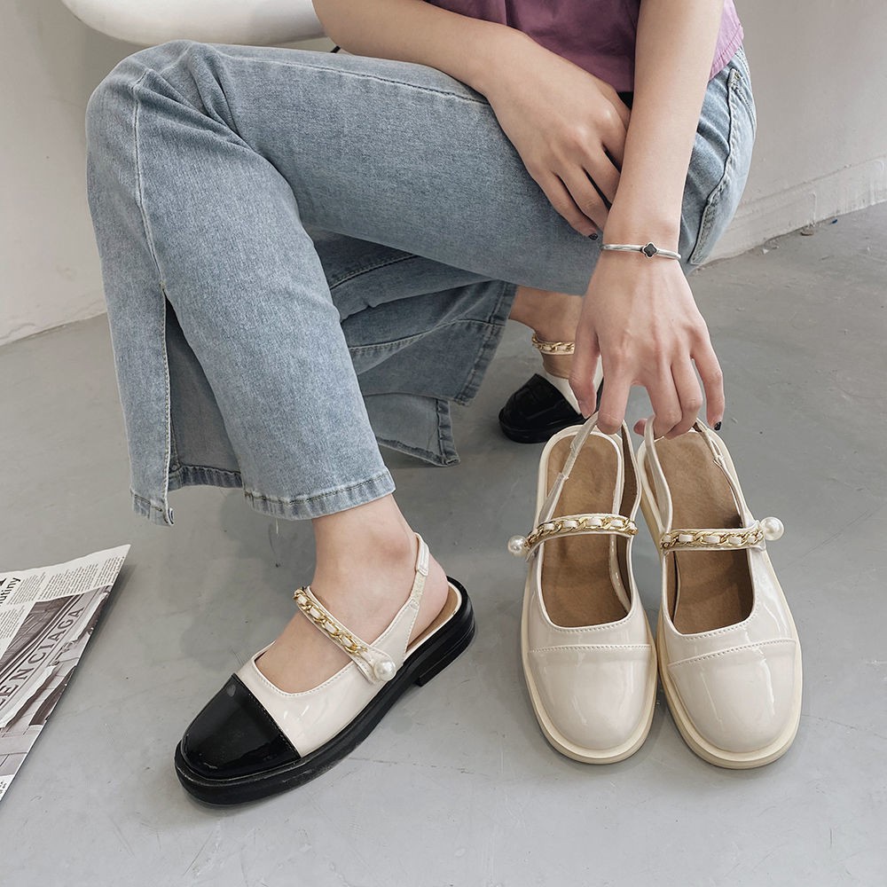 Giày da phối màu thời trang mới cho nữ