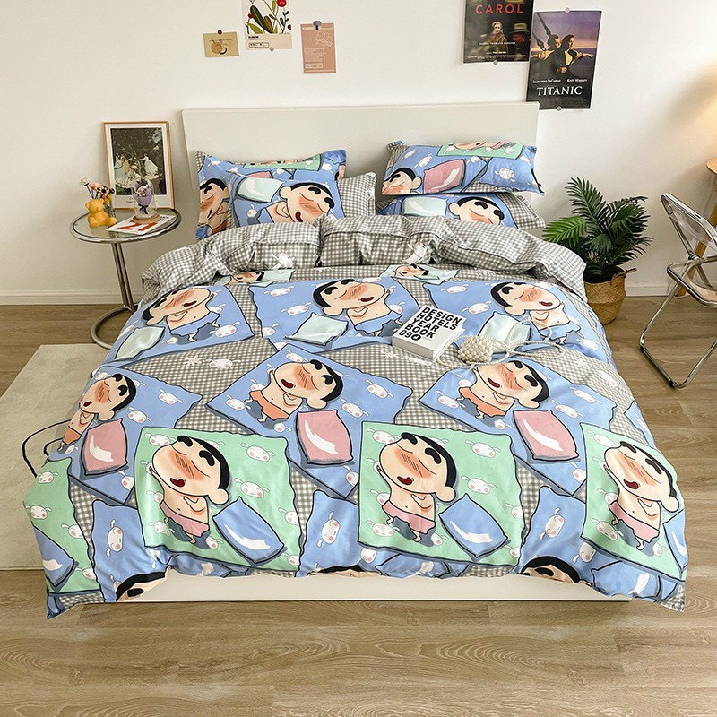 Bộ chăn ga gối Cotton Poly drap giường Hàn Quốc miễn phí bo chun ga giường bọc đệm