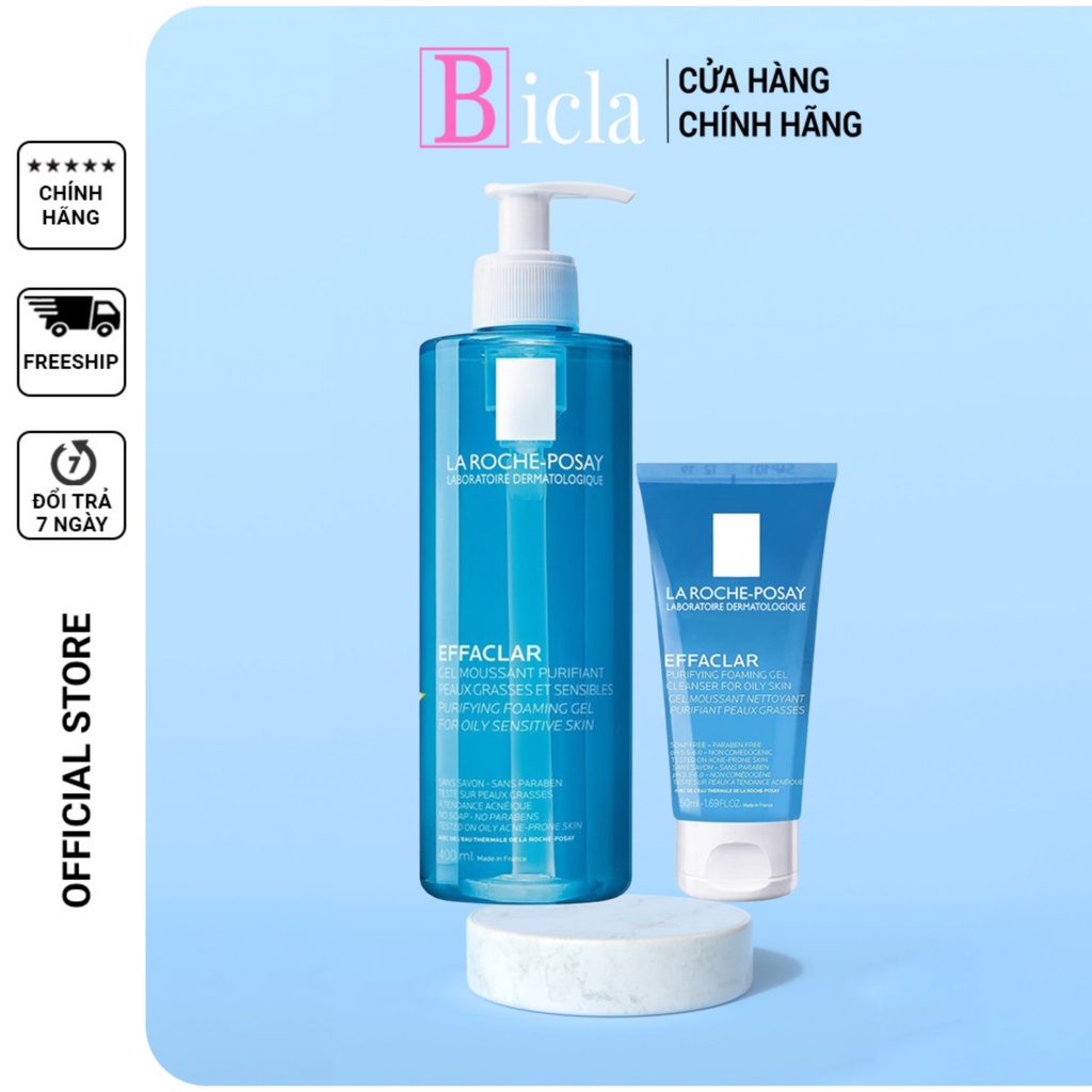 Sữa rửa mặt cho da dầu mụn, nhạy cảm La roche posay effaclar purifying foaming gel