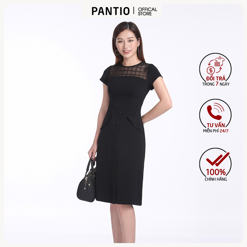 Đầm công sở chất liệu Tuýt-si dáng ôm ngắn tay FDC72747 - PANTIO