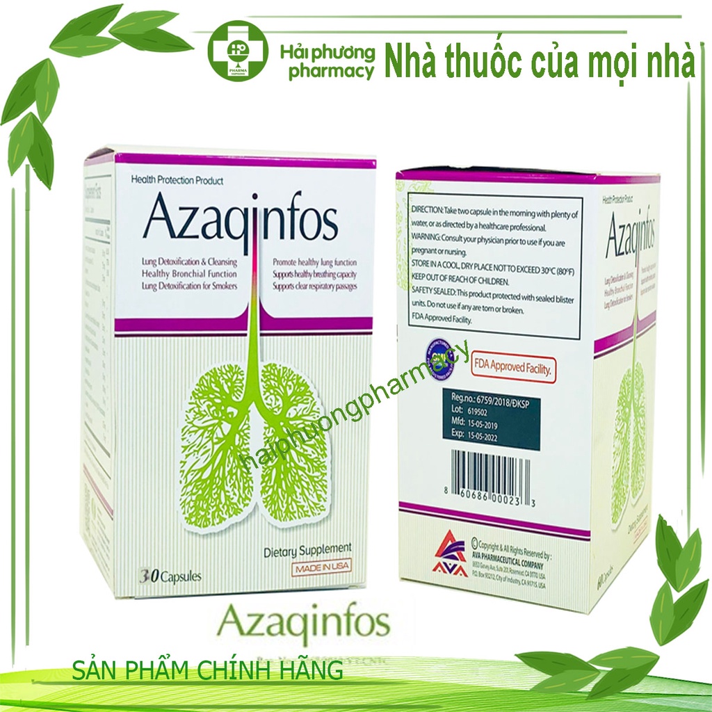 [Chính Hãng] Bổ phổi Mỹ AZAQINFOS 30 VIÊN | Hỗ trợ lọc phổi, ngừa các bệnh về hô hấp