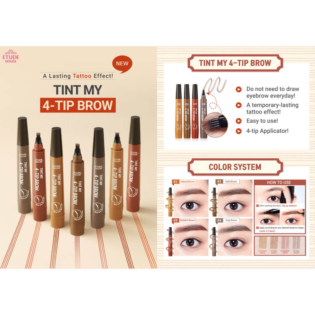 [ETUDE HOUSE] Bút Kẻ Chân Mày Phẩy Sợi Tint My 4-Tip Brow 4 Color | BigBuy360 - bigbuy360.vn