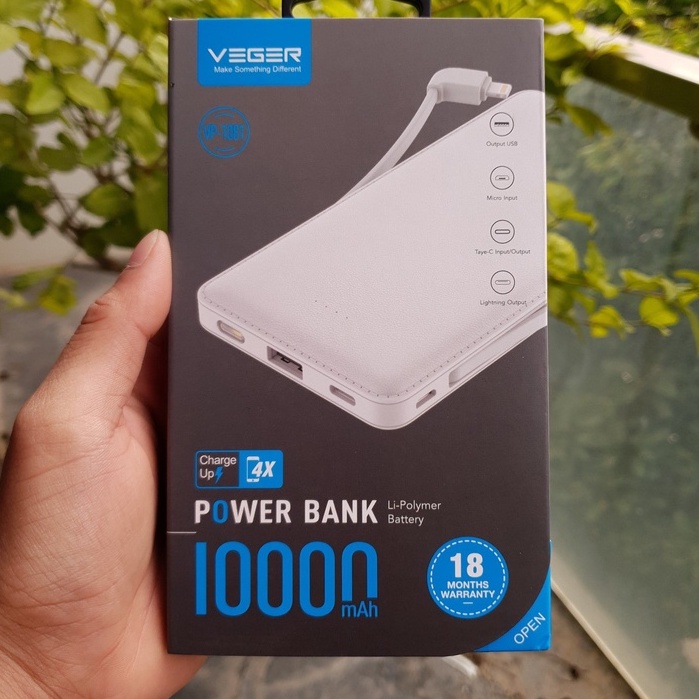 Pin sạc dự phòng 10000 mah chính hãng HOVILO Veger Vp1081 tích hợp cáp sạc TypeC IP sạc nhanh 2A bảo hành 12 tháng