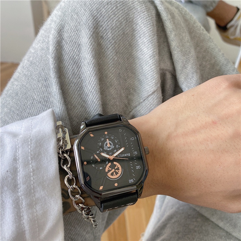 Đồng Hồ Nam Ulzzang Chính Hãng, Kính Cường Lực Chống Trầy, Viền Thép cao cấp, Dây Da PU chống thấm nước