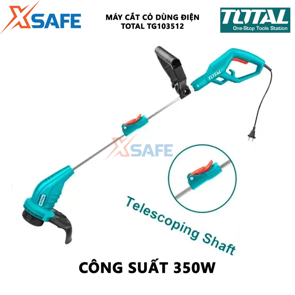 Máy cắt cỏ dùng điện TOTAL TG103512 Máy cắt tỉa cầm tay công suất 350W, đường kính cắt 250mm, cần trục gập mở - [XSAFE]