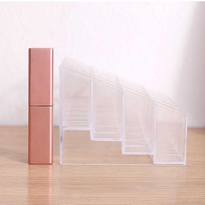 Khay đựng son đồ trang điểm mỹ phẩm 24 ô chất liệu nhựa mica trong suốt để bàn Dimino