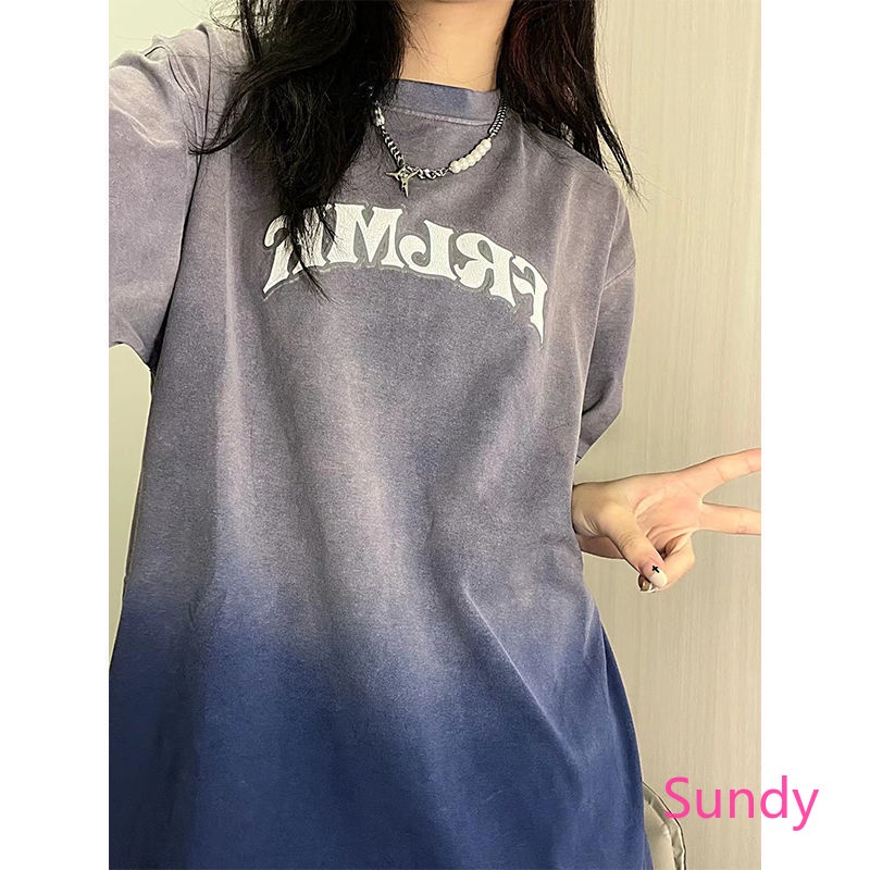 Plus Áo Thun Tay Ngắn Cổ Tròn Dáng Rộng Thời Trang Mùa Hè Cho Nữ