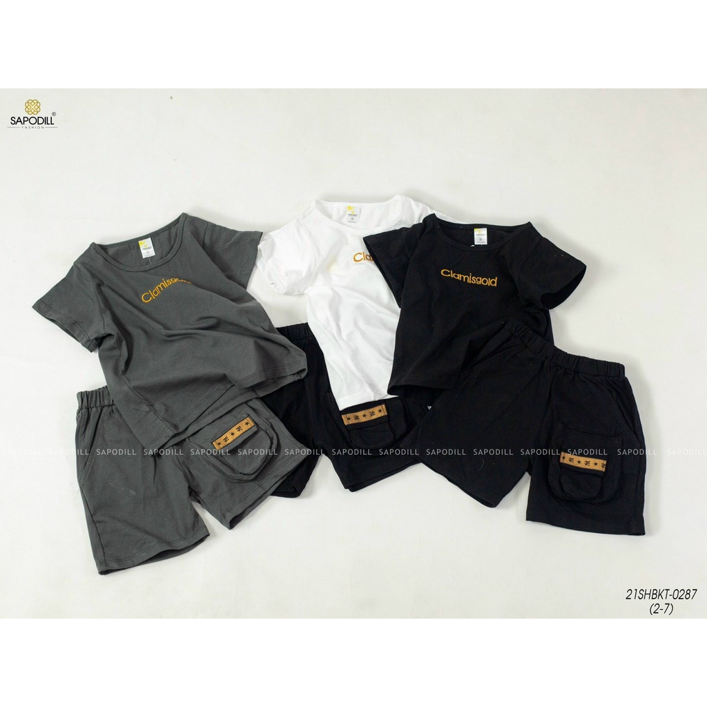 SET BỘ BÉ TRAI ÁO TRẮNG QUẦN ĐEN CLAMISGOLD