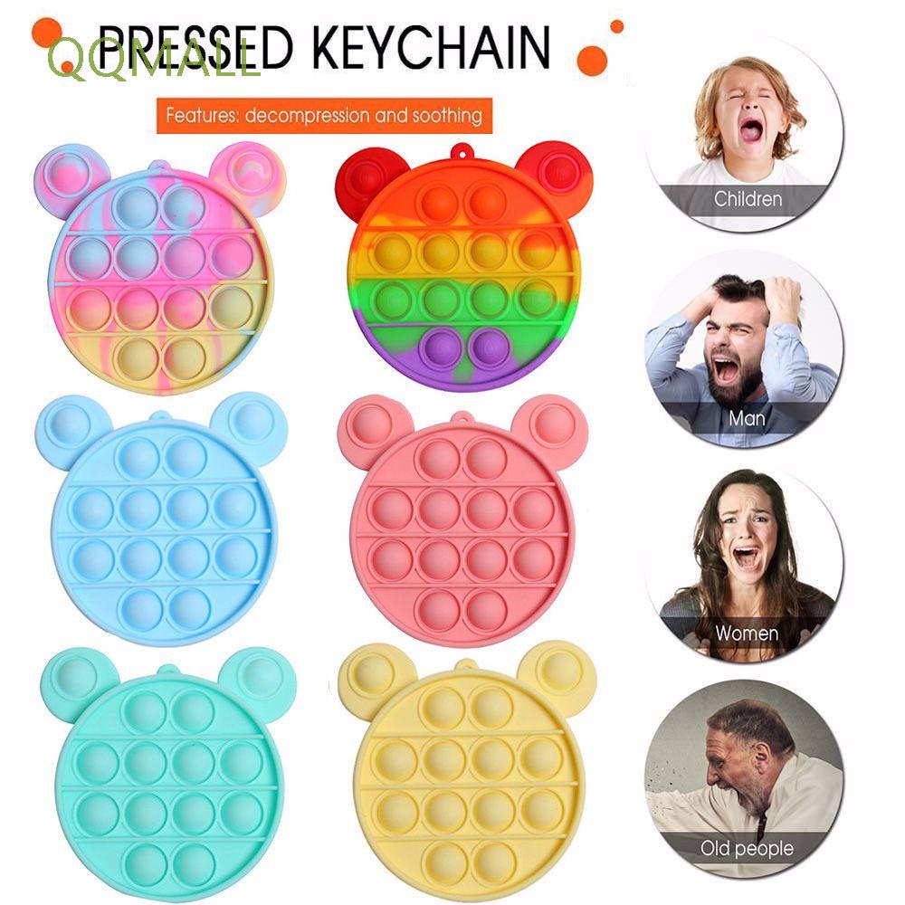 Ví đựng tiền bằng silicon màu cầu vồng dạng đồ chơi nhấn bong bóng giảm căng thẳng có móc khóa tiện lợi