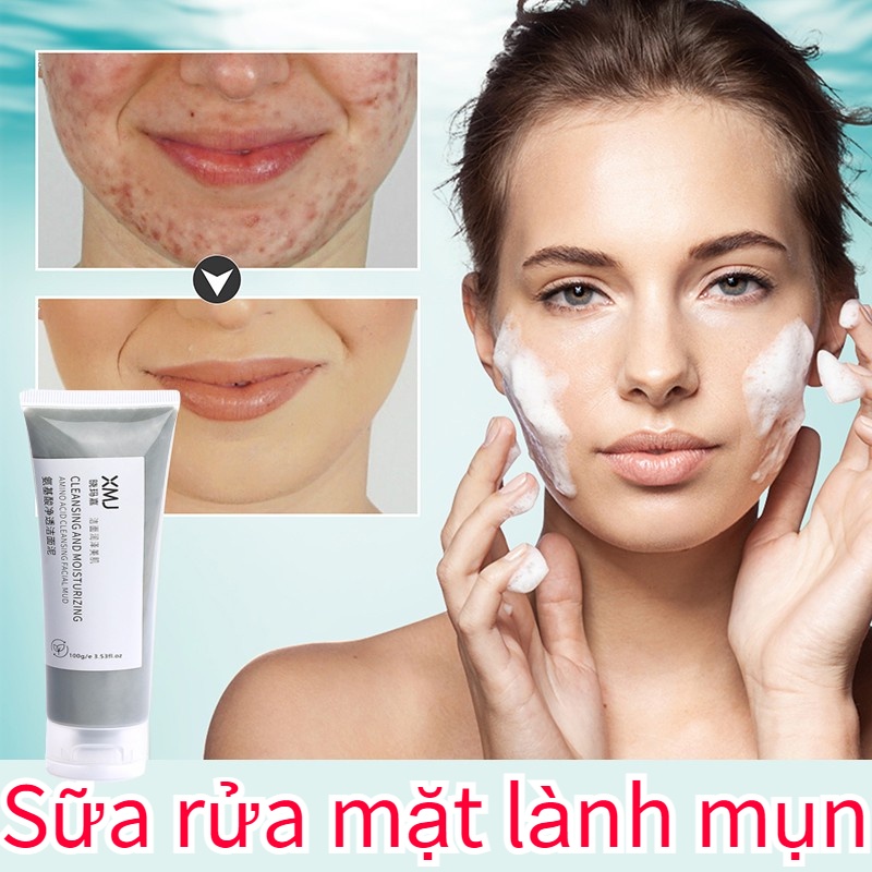 Sữa rửa mặt lành mụn Sữa rửa mặt trắng da Gel rửa mặt 100g kiểm soát dầu mụn tẩy tế bào chết làm trắng dưỡng ẩm Làm sạch sâu Sữa rửa mặt bùn biển sâu chăm sóc da