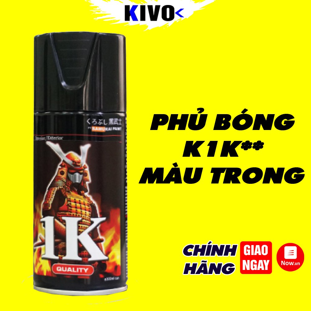 Chai Sơn Phủ Bóng Samurai Màu Trong K1K** 300ML - Bình Sơn Xịt Bóng Xe Máy Samurai Cao Cấp - Kivo