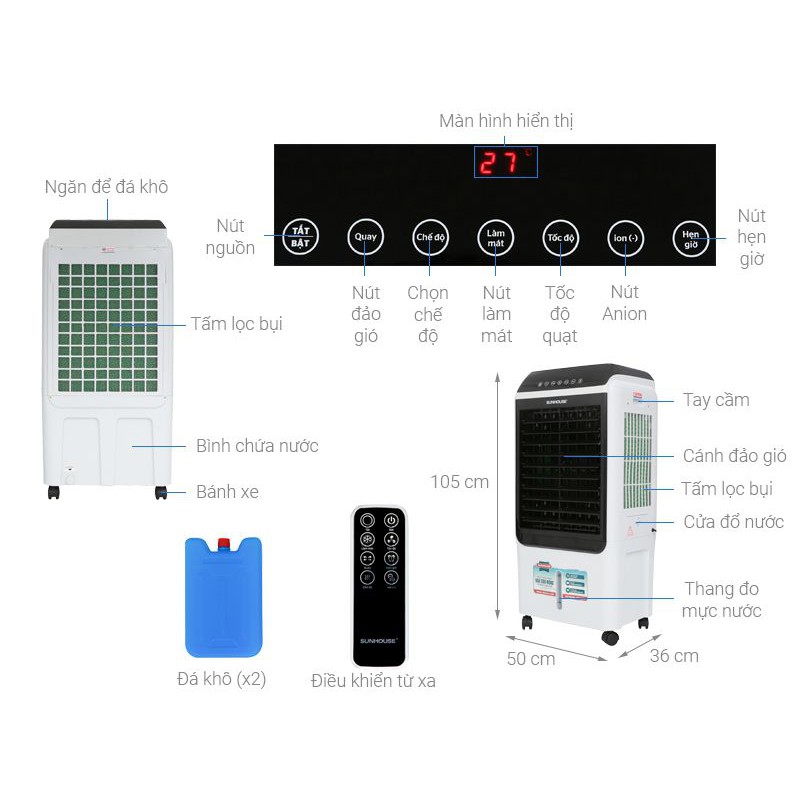 ĐIỀU KHIỂN, Núm che bịt nước QUẠT ĐIỀU HOÀ SUNHOUSE SHD7727 SHD7726