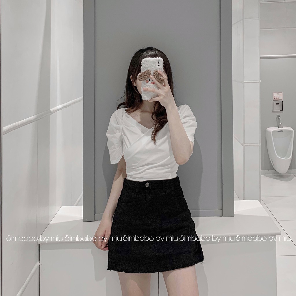 [Mã WASKT304 giảm 15% tối đa 30K đơn 99K] Áo croptop tay bồng Simbabo
