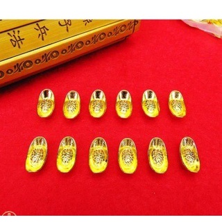 Kim nguyên bảo may mắn nhiều size, Đồ thờ cúng thỏi vàng bằng đồng mạ vàng - Đặt ban thờ thần tài