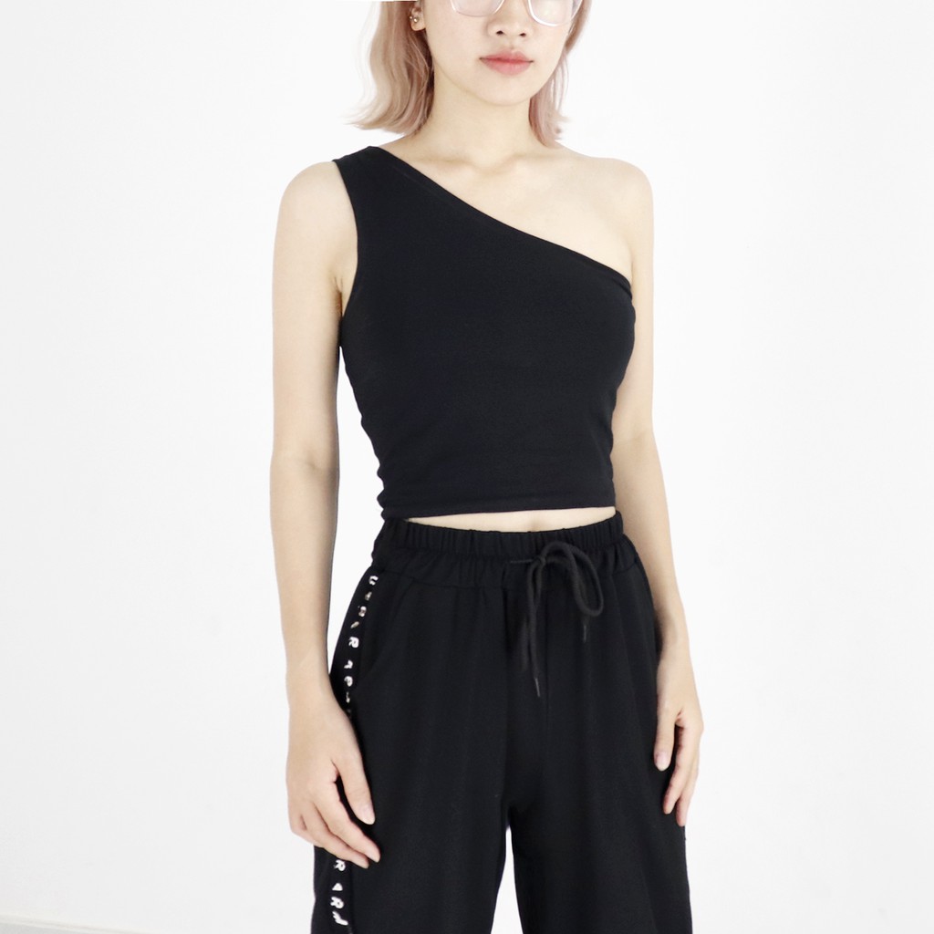 Áo lệch vai nữ kiểu dáng croptop thời trang Miix màu đen - MI001