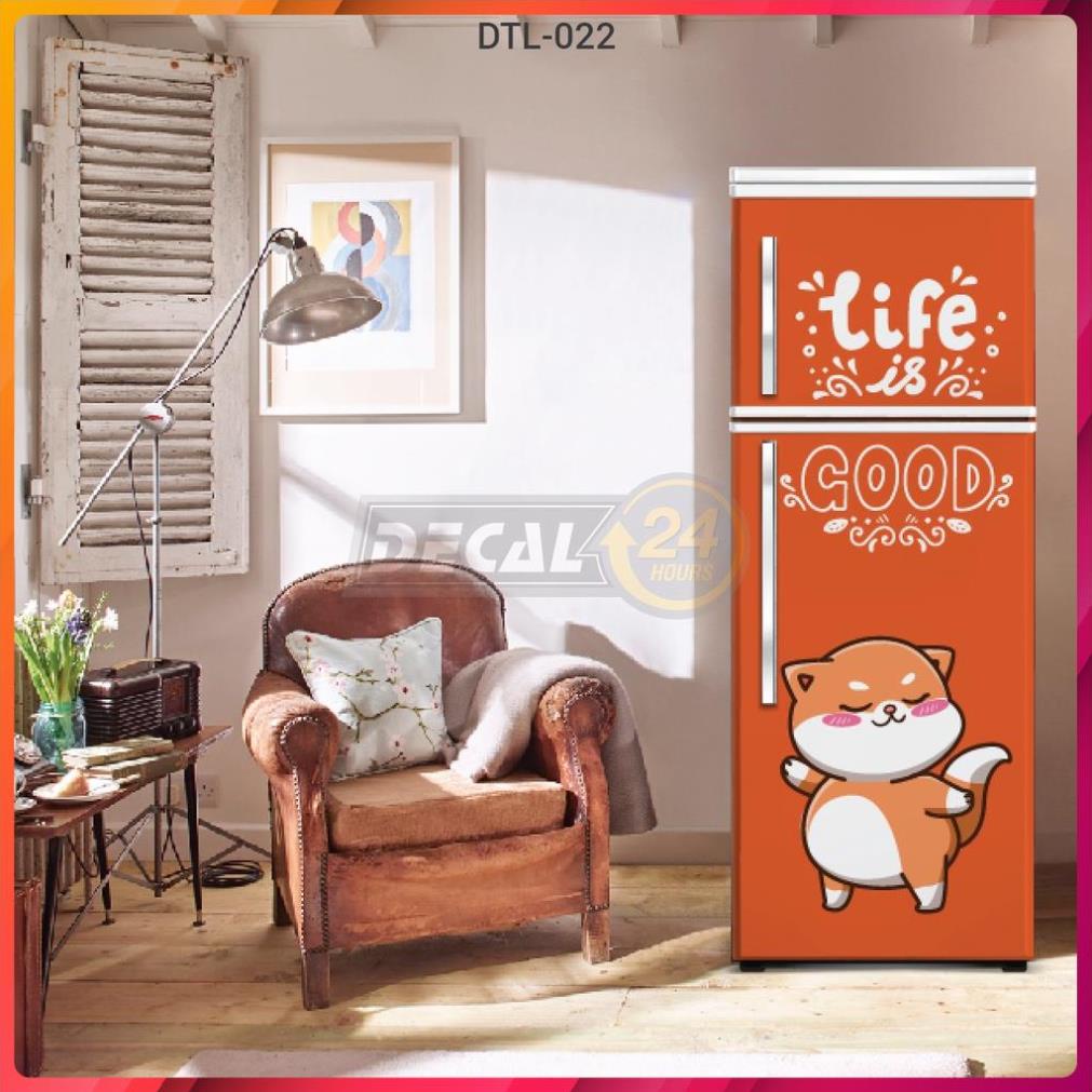 Decal chuyên dụng dán tủ lạnh - máy lạnh - máy giặt siêu đẹp Gia đình mèo Shop Châu siêu bền đủ kích thước - DTL-022