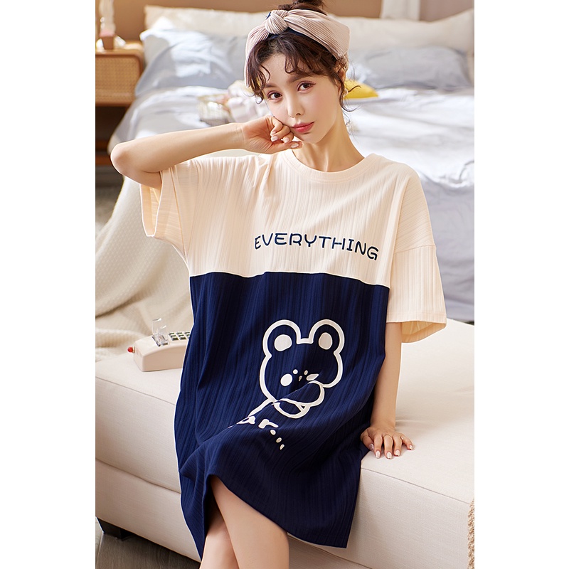 Đầm Ngủ Chất Liệu Cotton In Họa Tiết Hoạt Hình Phong Cách Hàn Quốc Thời Trang Mùa Hè Cho Nữ | BigBuy360 - bigbuy360.vn