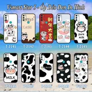 Ốp lưng Vsmart Star 5 - Ốp dẻo đen in hình Bò Sữa