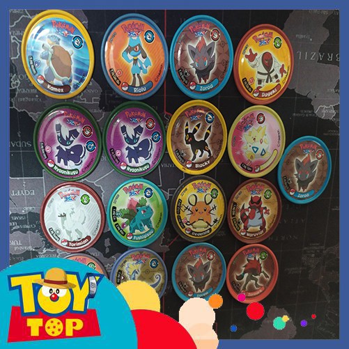 Thẻ bài toonies phiên bản Pokemon mùa cũ tròn kim loại