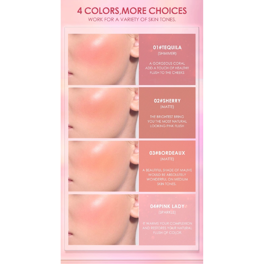 Kem má hồng FOCALLURE 42g tông đỏ rượu trang điểm mặt