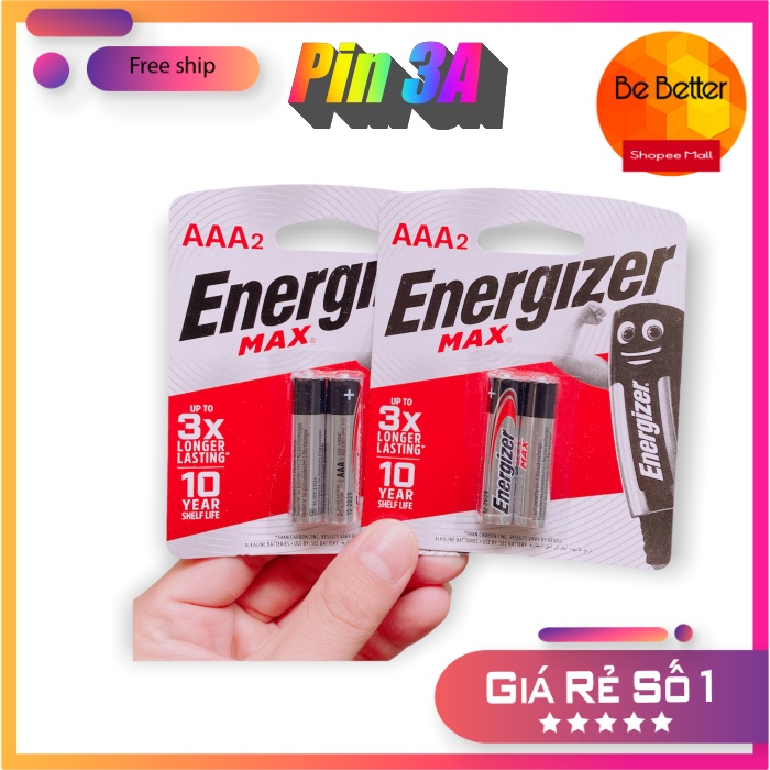 Vỉ pin 3A Energizer Max chuyên dụng cho Remote, đồ chơi, thiết bị gia dụng rẻ nhất HCM