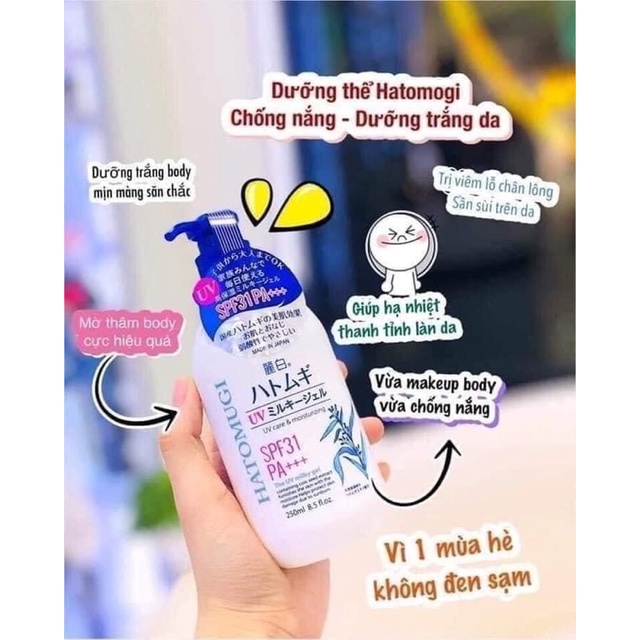 Sữa dưỡng thể làm trắng, chống nắng HATOMUGI SPF31 PA+++