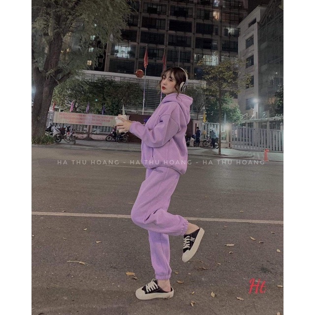 Bộ nỉ nữ cotton hai dòng HT12