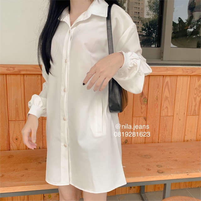 Áo sơ mi 2 túi sườn form rộng oversize