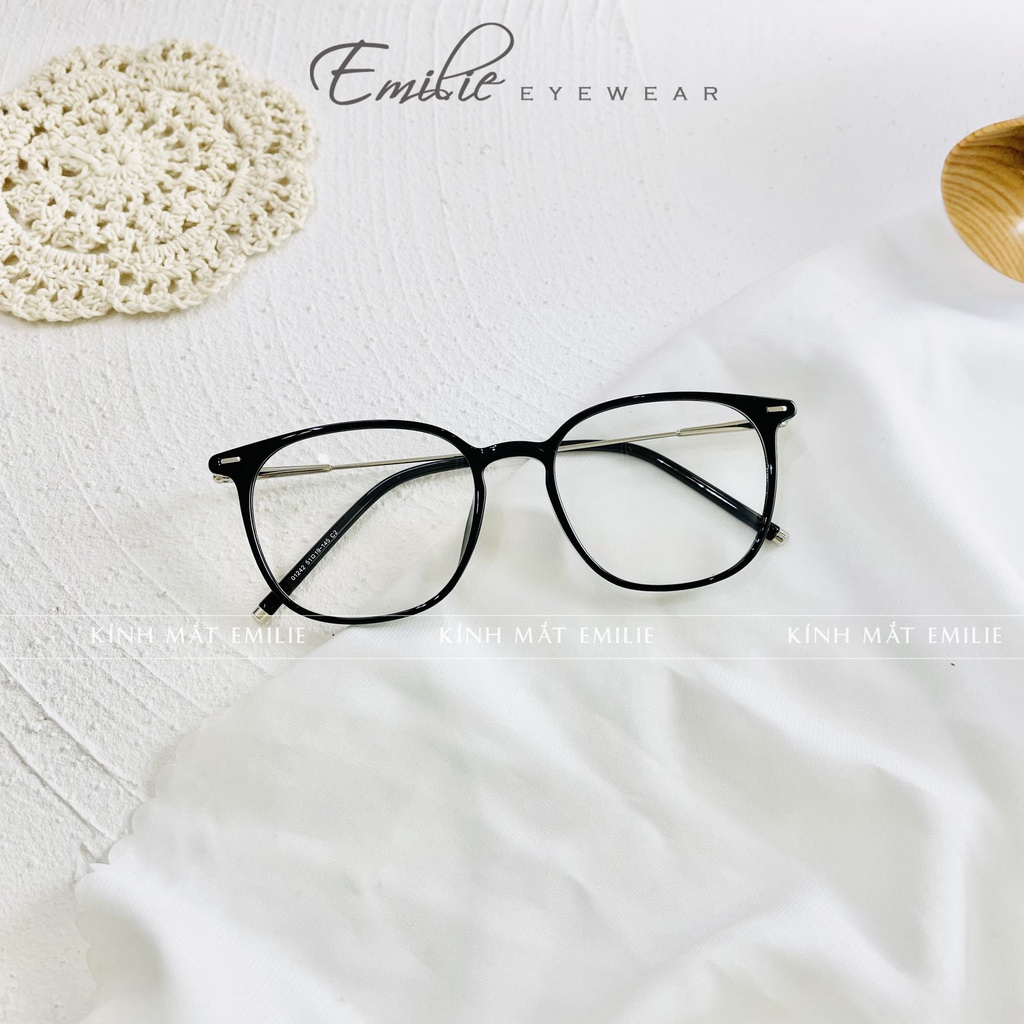 Gọng kính vuông bầu nam nữ nhựa dẻo cao cấp mảnh nhẹ Kính mắt Emilie phụ kiện thời trang 01242