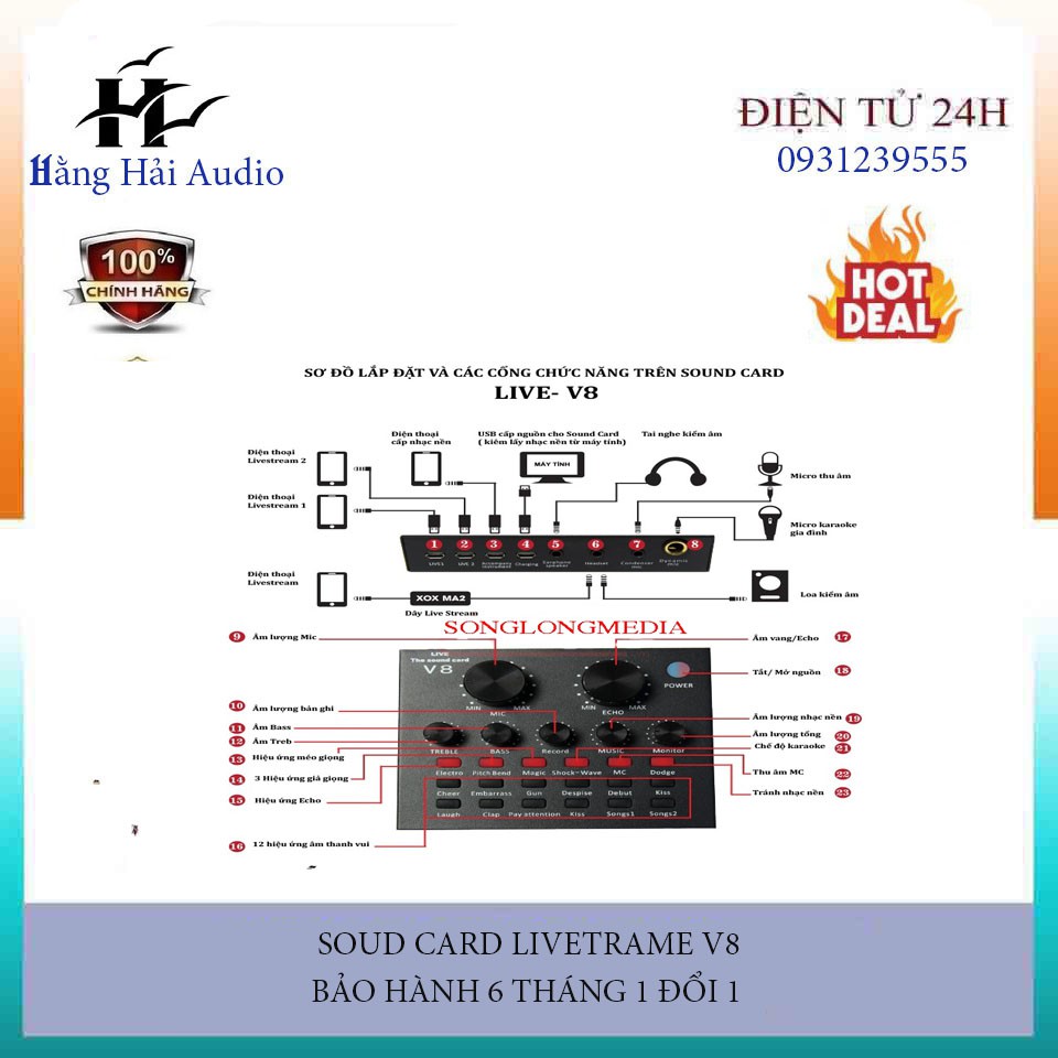 Sound card thu âm V8