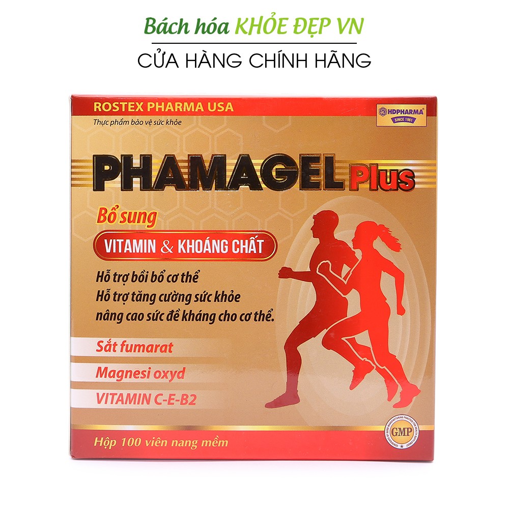 Viên uống vitamin tổng hợp Phamagel Plus tăng cường sức đề kháng - 100 viên [Phamagel Plus Hộp 100 viên]