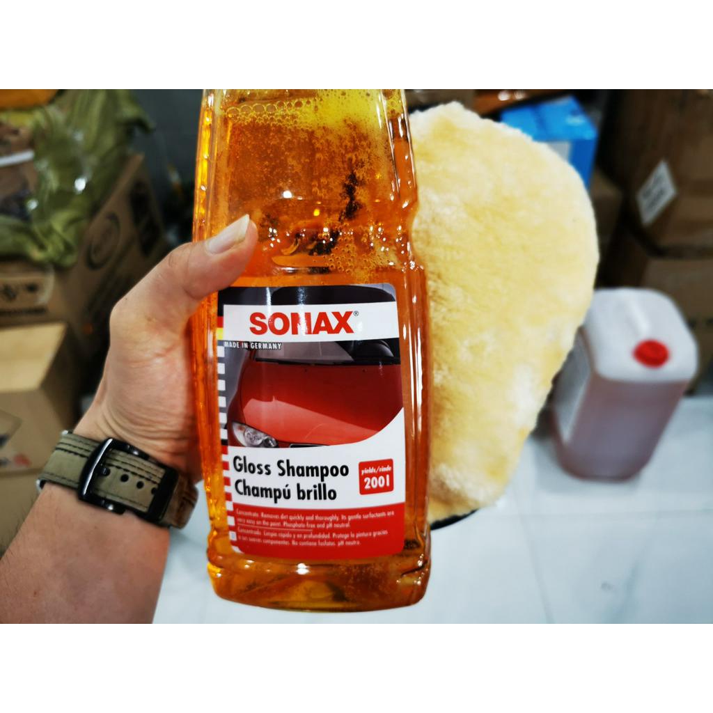 Combo Nước Rửa Xe Sonax Kèm Bao Tay Rửa Xe Lông Cừu Chuyên Dụng 1000ml