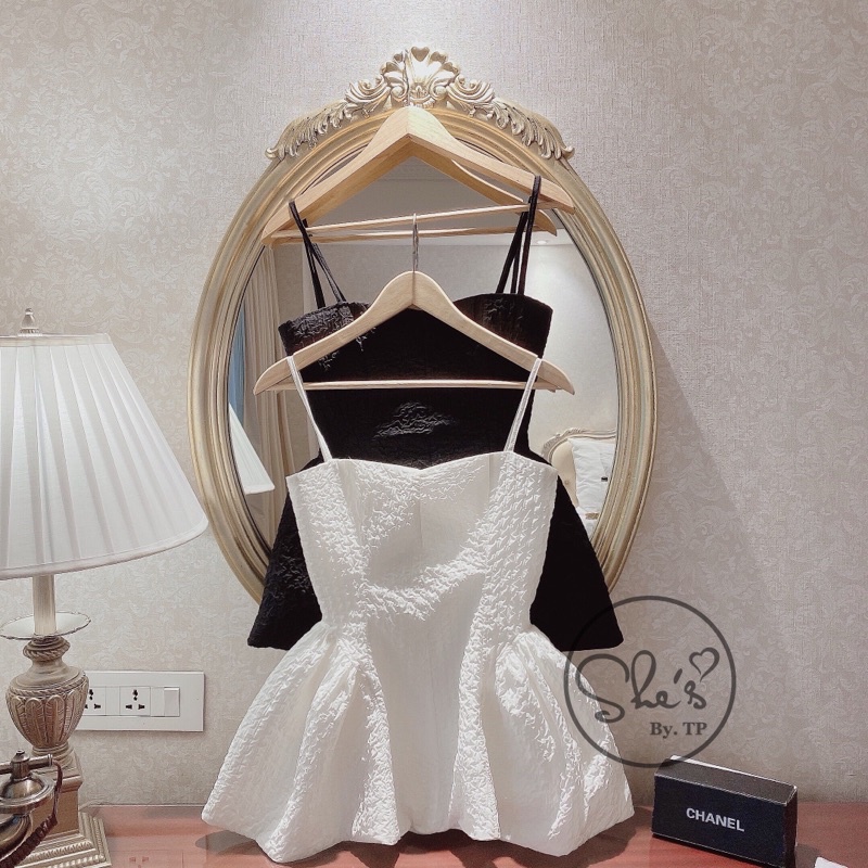 áo gấm 2 dây peplum cao cấp