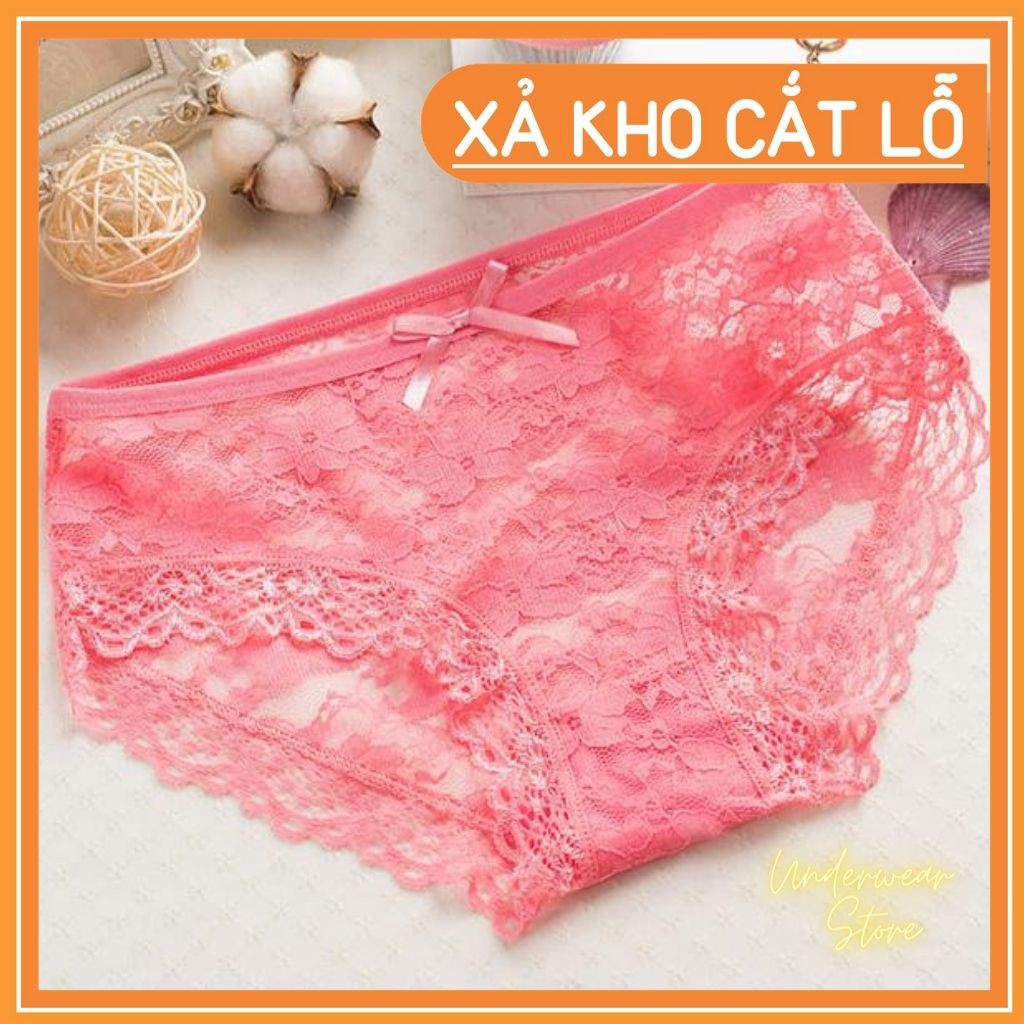 Quần Lót Nữ Ren Hoa Cạp Đính Nơ Chất Mềm Mịn Thoáng Mát