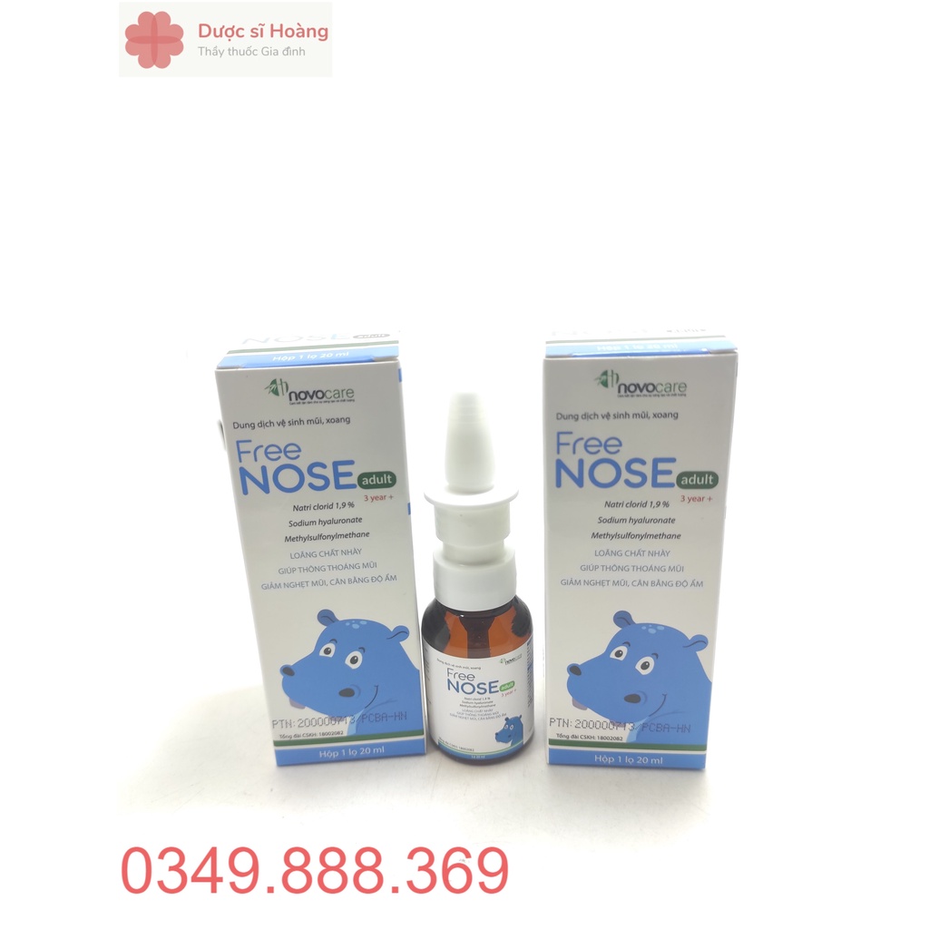 [Chính hãng] Dung Dịch Vệ Sinh Mũi Free Nose Kid và Free Nose Adult - Cho trẻ từ 6 tháng - Người lớn - Lọ 20ml