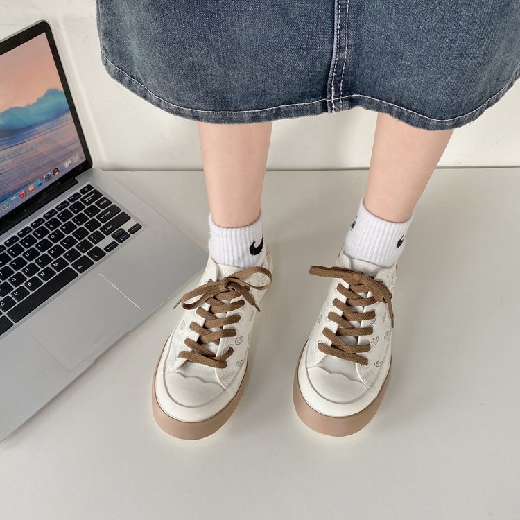 Giày Thể Thao Vải Canvas Đế Bằng Buộc Dây Cá Tính Hợp Thời Trang Cho Nữ | BigBuy360 - bigbuy360.vn