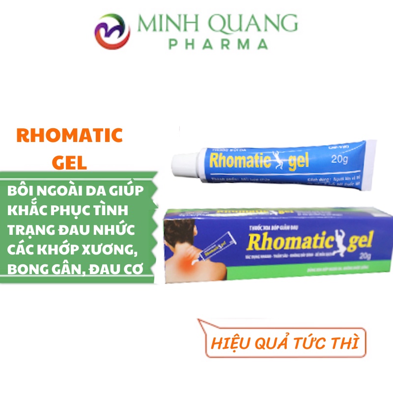 Rhomatic gel tuýp 20 gam. Giảm nhanh các chứng đau cơ, đau khớp, đau do chấn thương