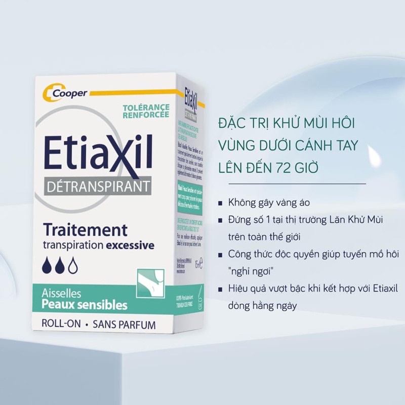 Lăn Khử Mùi Etiaxil Giảm Mồ Hôi Dành Cho Da Nhạy Cảm 15ml Màu Xanh