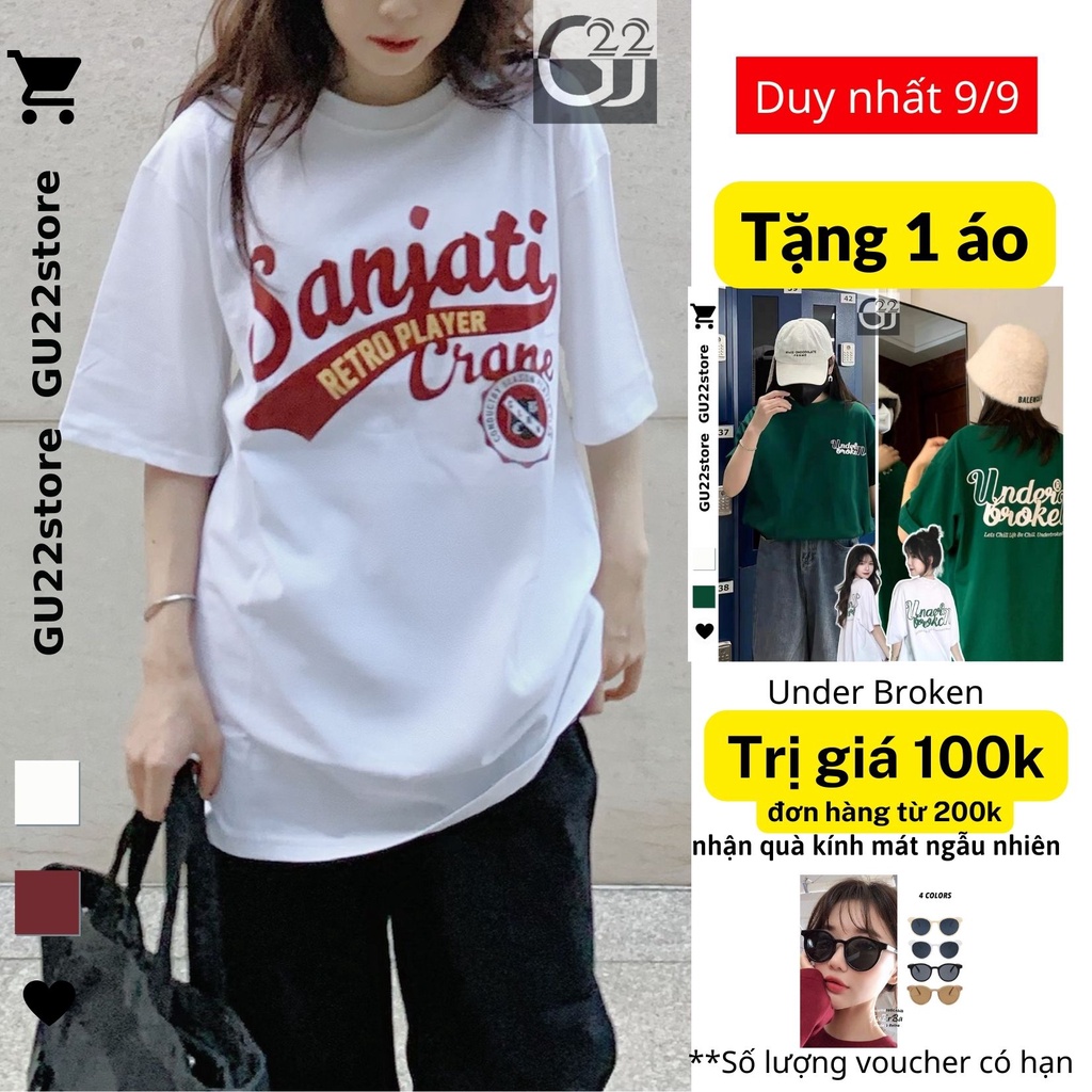 Áo Thun Tay Lỡ SANJATI màu trắng basic Unisex Cotton Hotrendding 𝐆𝐔𝟐𝟐