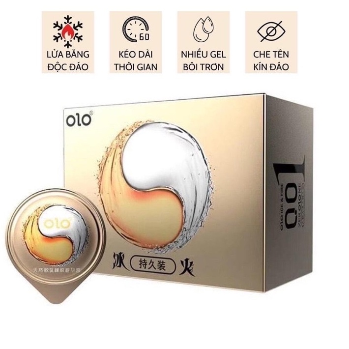 Bao cao su OlO 001 Lửa băng kéo dài thời gian, Hộp 10 bcs, bcs siêu mỏng, nhiều gel bôi trơn,hàng chính hãng - 001 STORE