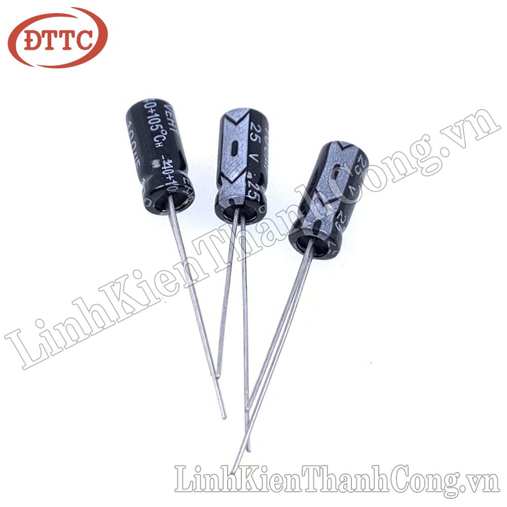 Bộ 5 Chiếc Tụ 100uF 25V (6x12mm)