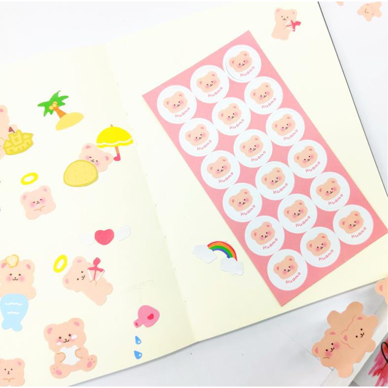 Sticker Dán Trang Trí Nhật Ký Hình Gấu Dễ Thương