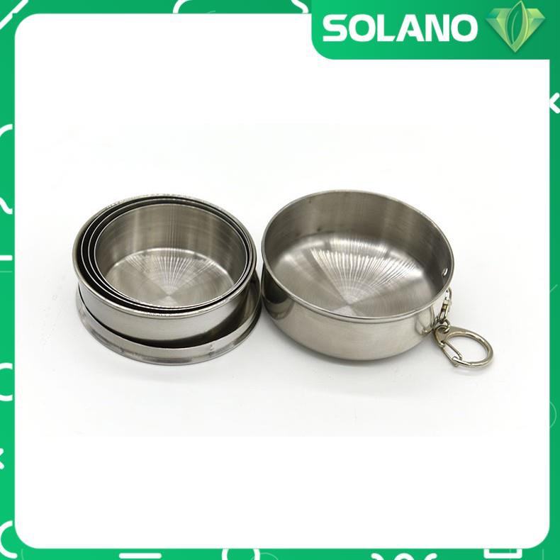 Cốc Uống Nước SOLANO Chất Liệu Ly Inox Gấp Gọn Có Nắp Đa Năng Đi Du Lịch, Dã Ngoại HG-001179