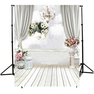 Rèm Hoa Trắng Làm Nền Chụp Ảnh Studio 5x7ft