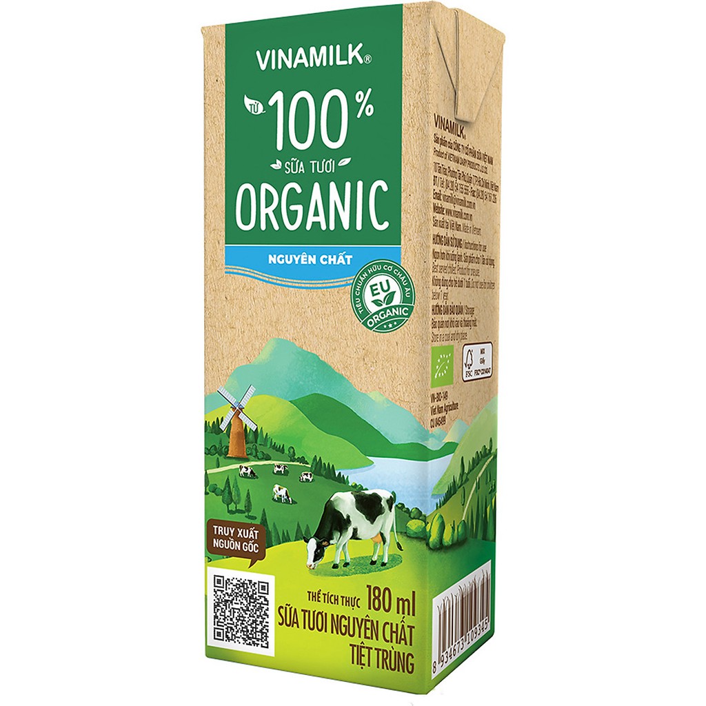 1 thùng 48 hộp Vinamilk 100% Organic hộp 180ml