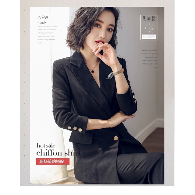 Set vest chéo vạt sang chảnh - Vest công sở Quảng Châu cao cấp