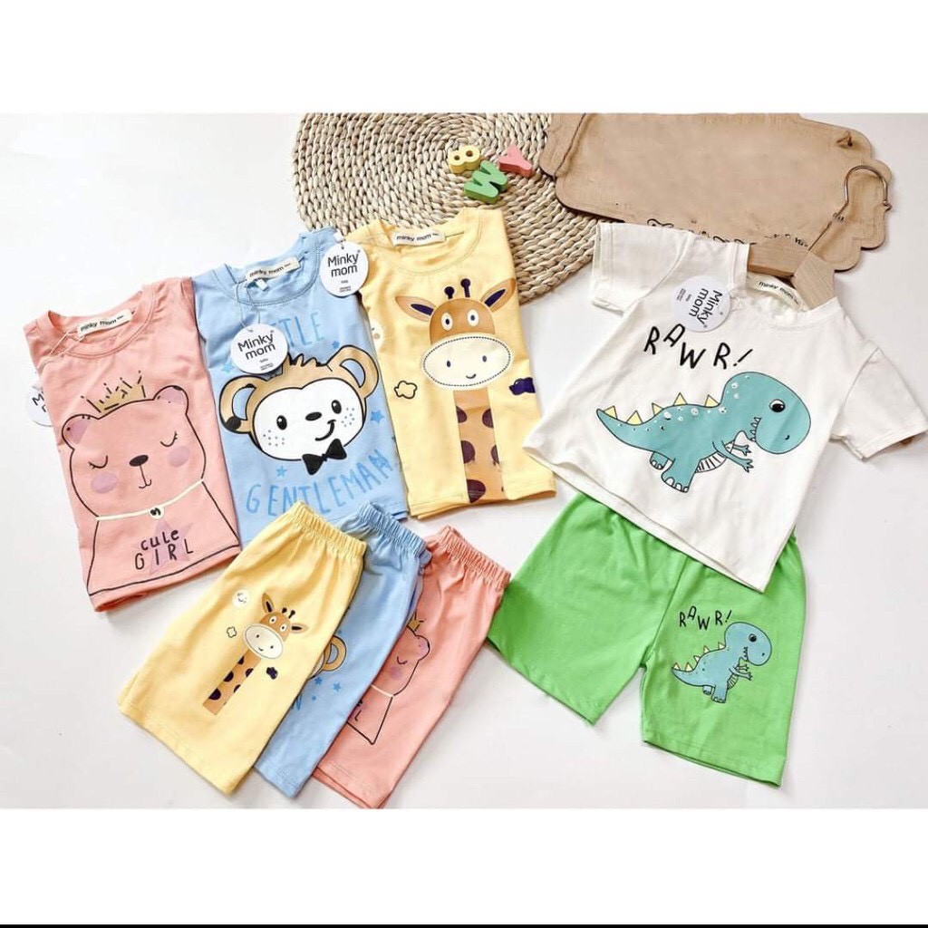 Bộ cộc tay cho bé FUHA, quần áo chất cotton hình thú cute phù hợp cho bé 10-20kg