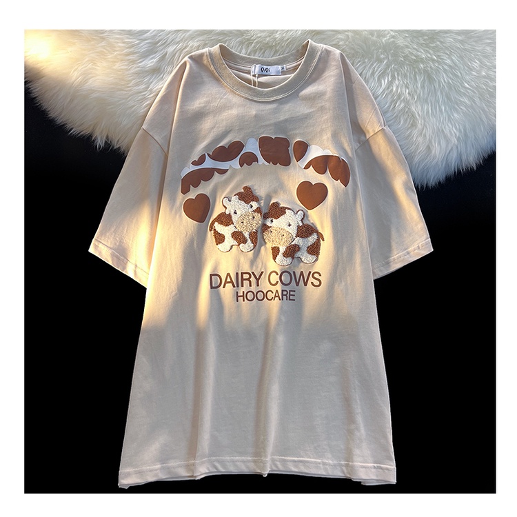 【ZHELIHANGFEI】Áo Thun oversize In Họa Tiết Sáng Tạo Phong Cách Mới Cho Nữ